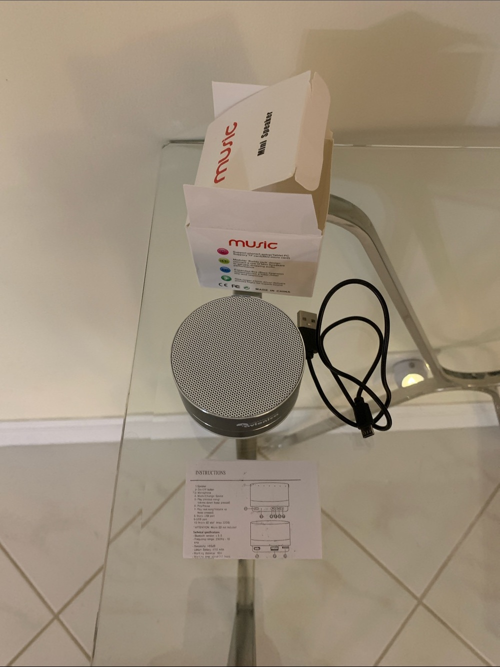 Portable Bluetooth Speaker in Silver and Black